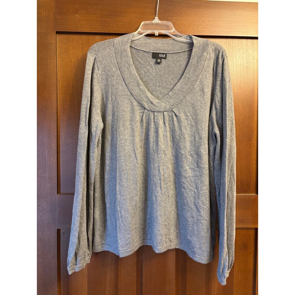 A.N.A. Gray V-Neck Sweater, XL